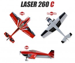 AeroPlusRC Laser 260 rot/schwarz/weiß 1,88 Meter Spw. APLA074C