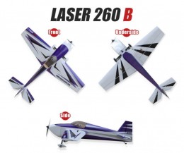 AeroPlusRC Laser 260 lila/weiß/schwarz 1,88 Meter Spw. APLA074B