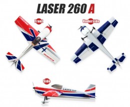 AeroPlusRC Laser 260 weiß/rot/blau 1,88 Meter Spw. APLA074A